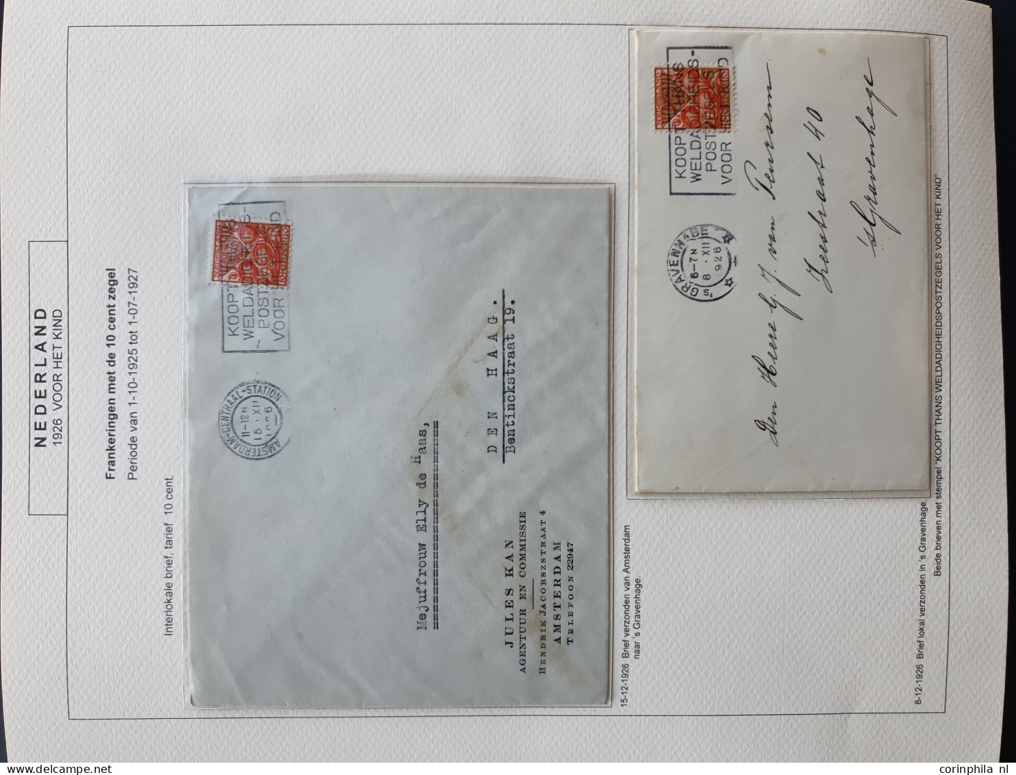 Cover 1924-1935, Voor het Kind, collectie van ca. 320 poststukken w.b. beter materiaal, keurig opgezet in 3 ringbanden