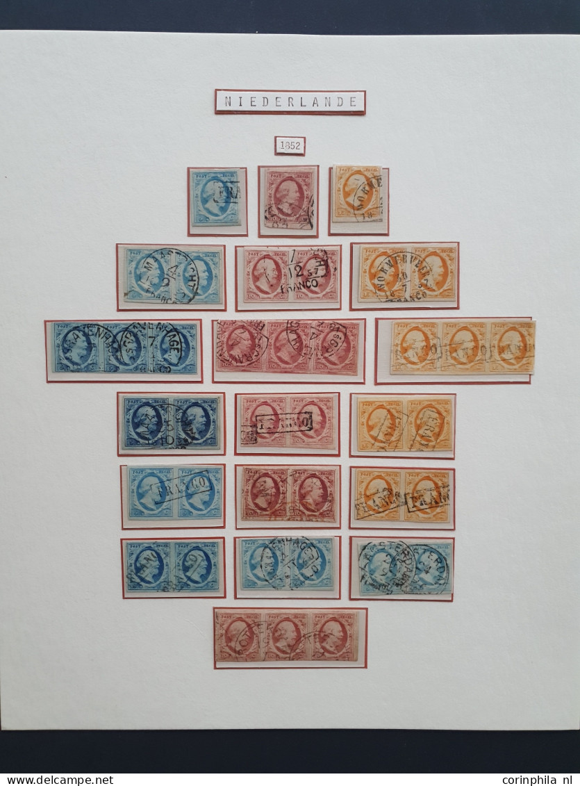 1852-1864, Emissie 1852, 5 Cent (los Ex., 6 Paren En Strip Van 3), 10 Cent (los Ex., 3 Paren En 2 Strippen Van 3) En 15  - Colecciones Completas