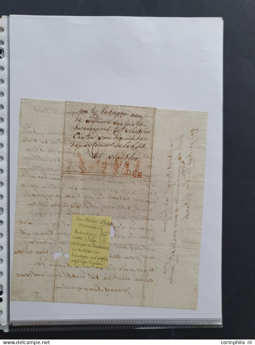 Cover 1735-1813, voorfilatelie (16 stukken) w.b. enkele documenten omtrent troepenbewegingen (Departement de la Guerre d