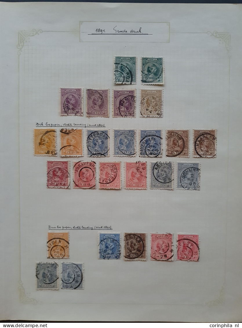 1872-1894, op papiersoorten gespecialiseerde collectie emissies 1872, Cijfer 1876 en Hangend Haar w.b. ook gecombineerde