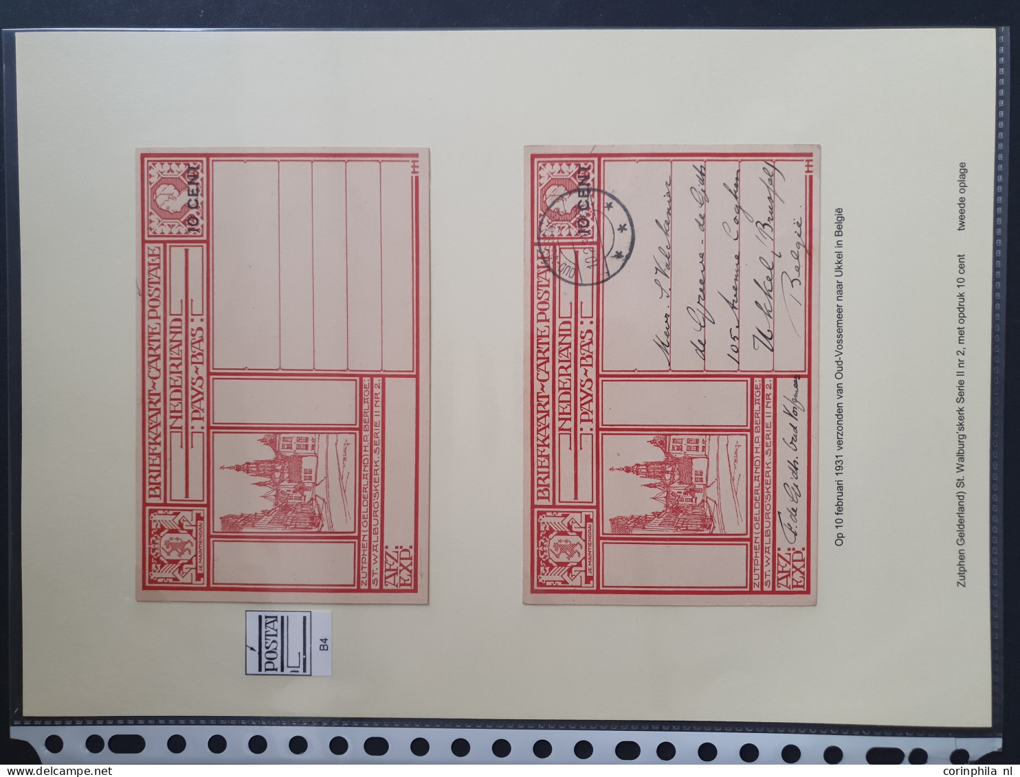 Cover 1924-1926 zeer gespecialiseerde collectie geïllustreerde briefkaarten zowel ongebruikt opgezet op series (199 en 2