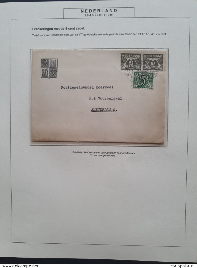 Cover 1940-1944, emissie Tralie, collectie van ca. 150 poststukken w.b. betere ex. in ordner