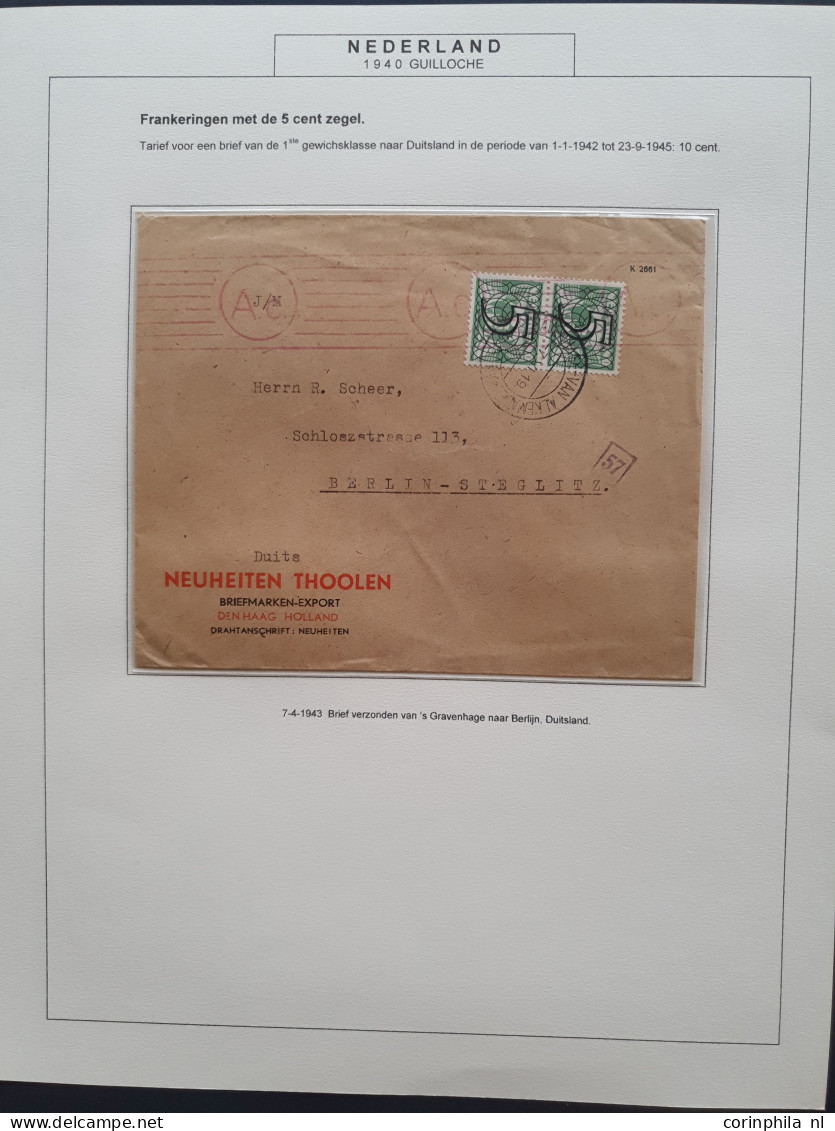 Cover 1940-1944, emissie Tralie, collectie van ca. 150 poststukken w.b. betere ex. in ordner