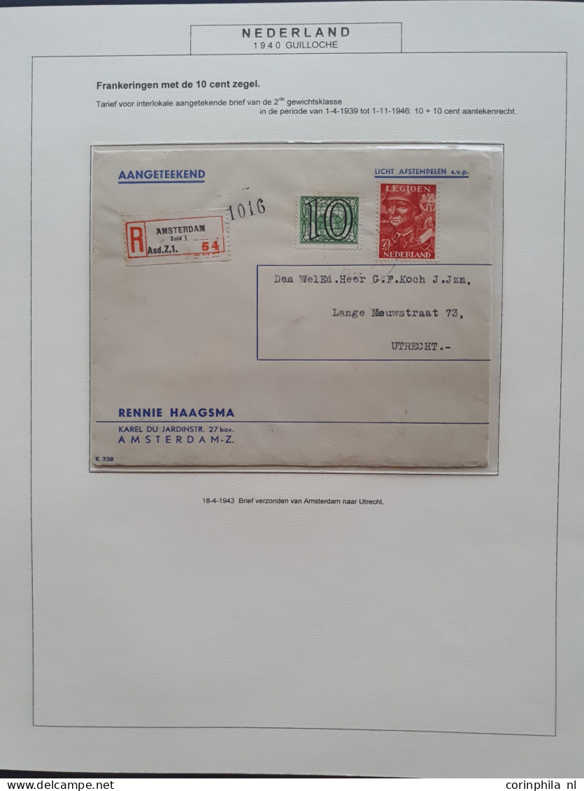 Cover 1940-1944, emissie Tralie, collectie van ca. 150 poststukken w.b. betere ex. in ordner