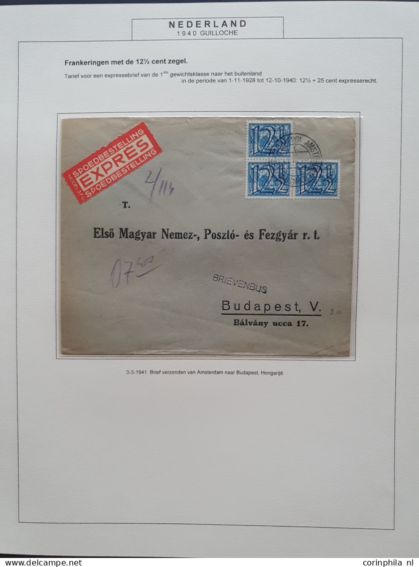 Cover 1940-1944, emissie Tralie, collectie van ca. 150 poststukken w.b. betere ex. in ordner