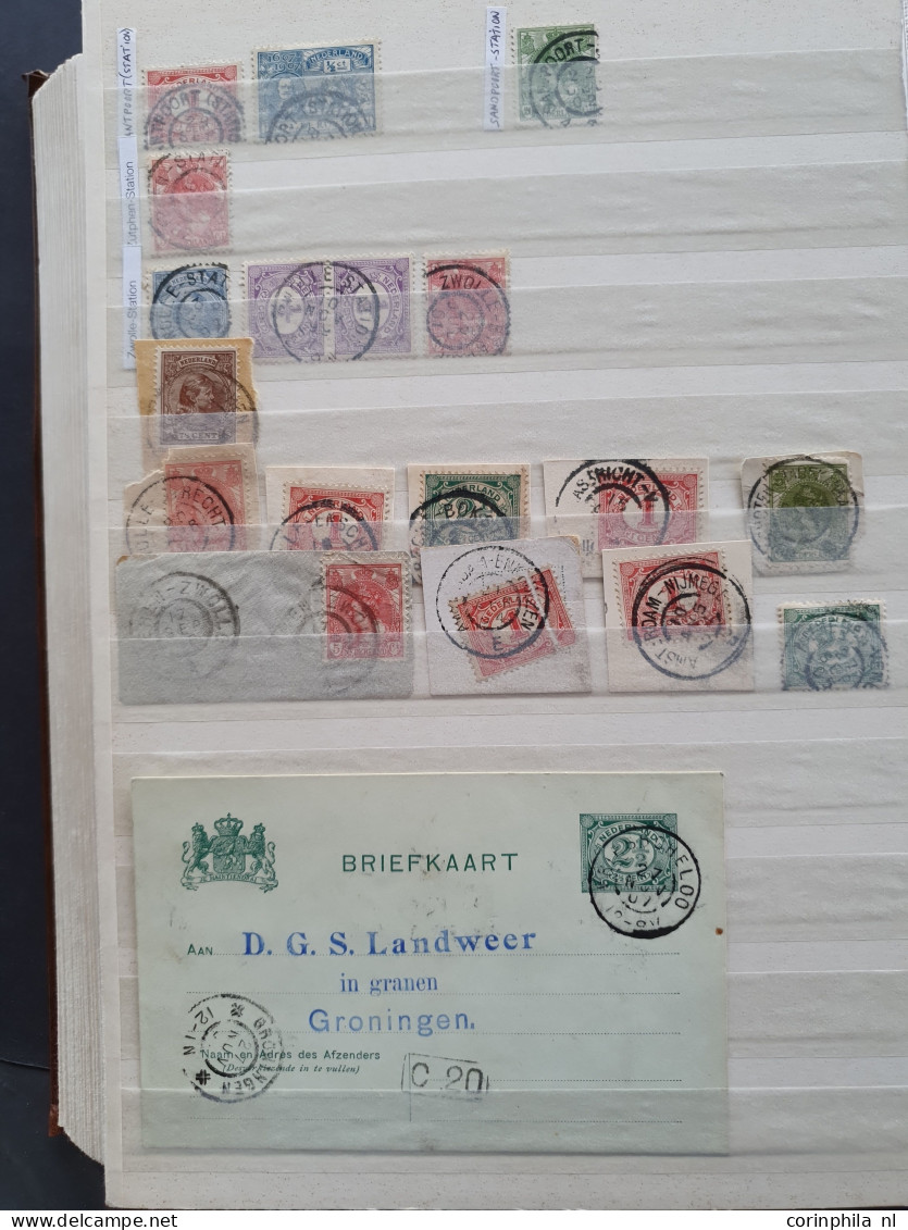 1890ca. en later collectie Grootrondstempels post en hulpkantoren A-Z totaal ruim 1500 stuks in dik insteekboek