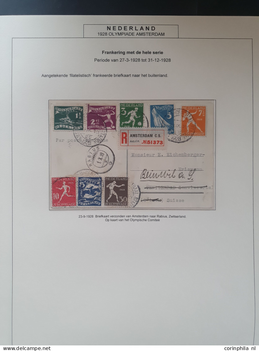 Cover 1928-1928, emissie Olympiade, gespecialiseerde collectie met o.a. 38 poststukken, w.b. veel buitenlandse bestemmin