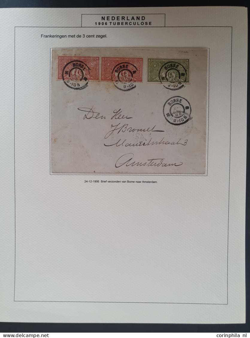 Cover 1906-1907, emissie Tuberculose, gespecialiseerde collectie met o.a. ca. 40 meest philatelistisch geinspireerde pos