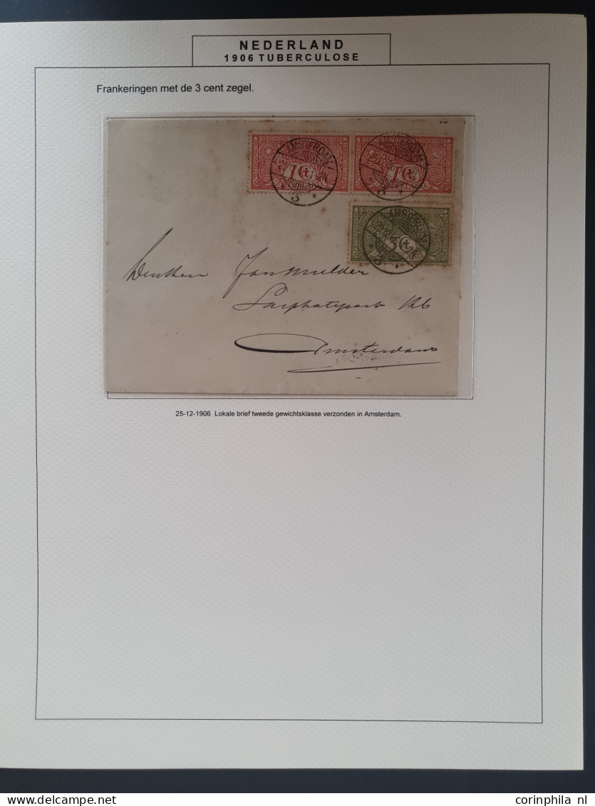 Cover 1906-1907, emissie Tuberculose, gespecialiseerde collectie met o.a. ca. 40 meest philatelistisch geinspireerde pos