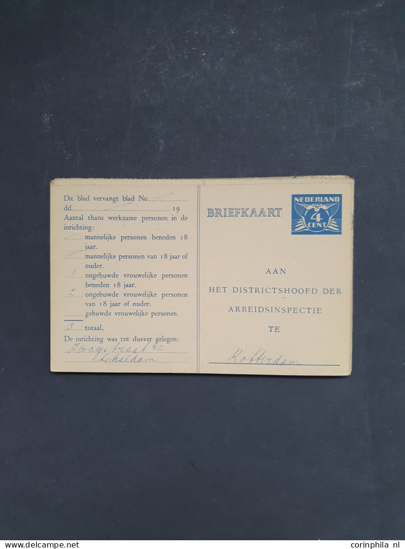 Cover 1912 en later postwaardestukken - Arbeidslijsten gebruikt en ongebruikt met veel beter matriaal inclusief doublett