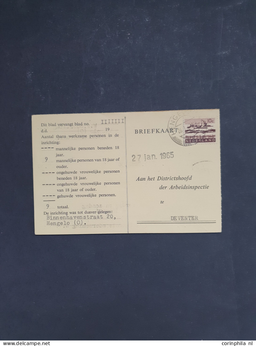 Cover 1912 en later postwaardestukken - Arbeidslijsten gebruikt en ongebruikt met veel beter matriaal inclusief doublett