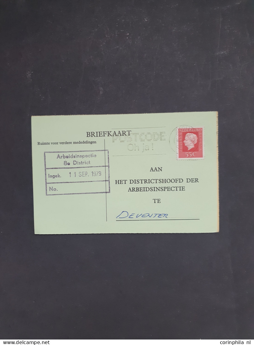 Cover 1912 en later postwaardestukken - Arbeidslijsten gebruikt en ongebruikt met veel beter matriaal inclusief doublett