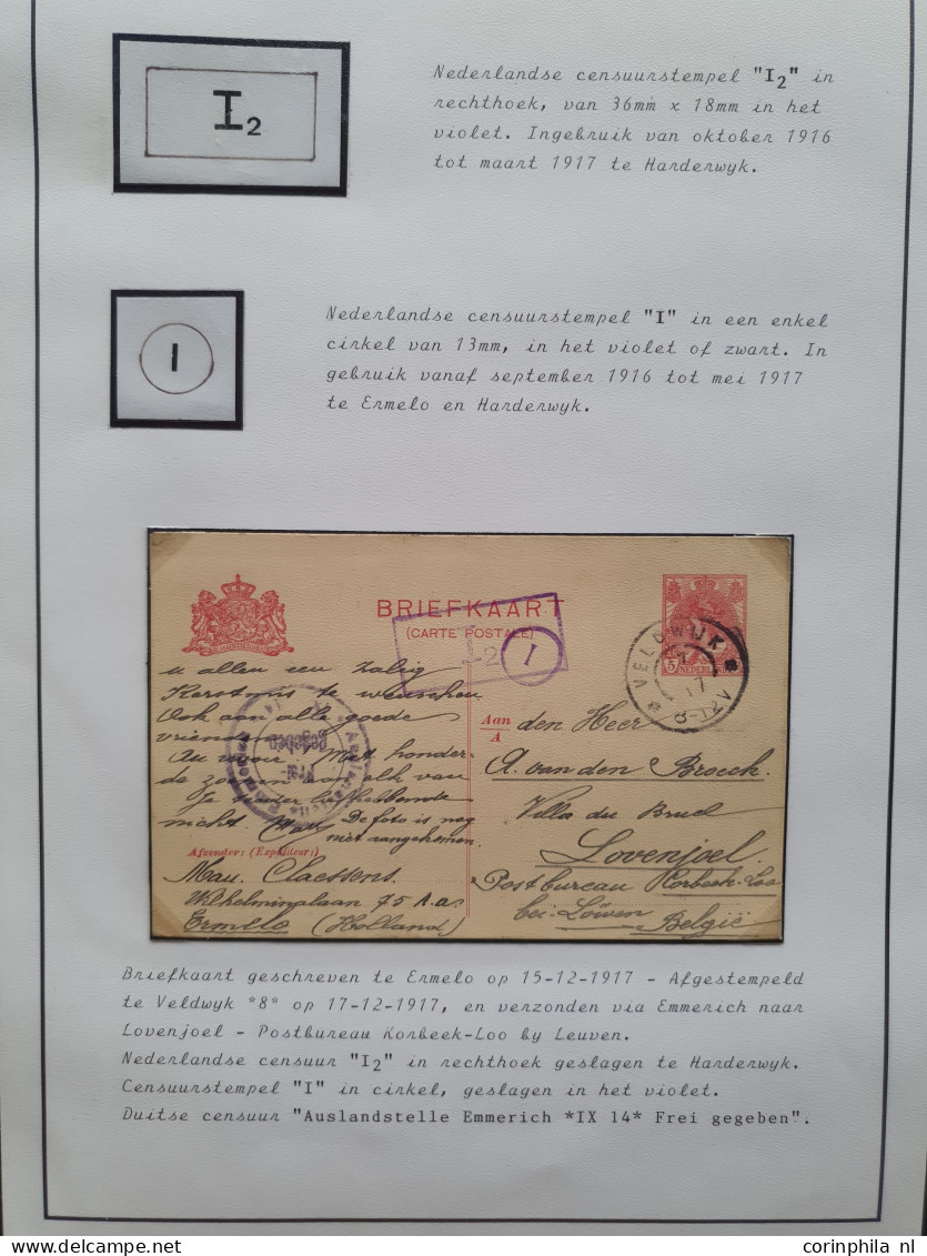 Cover 1914-1918 collectie poststukken alle met censuur WOI (ca. 90 poststukken) w.b. stempels Commandant in Zeeland, cen