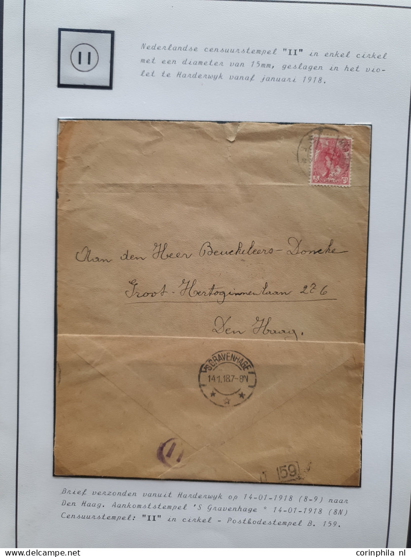 Cover 1914-1918 collectie poststukken alle met censuur WOI (ca. 90 poststukken) w.b. stempels Commandant in Zeeland, cen