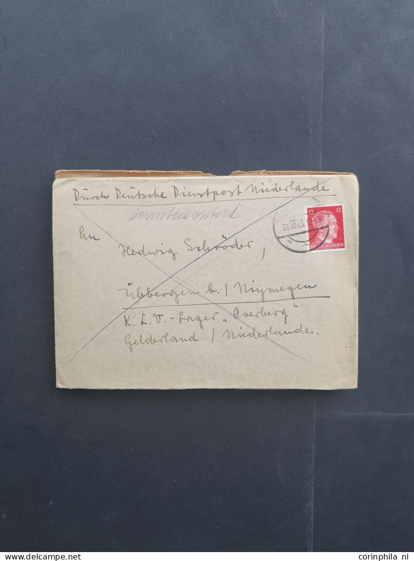 Cover 1940-1945 Deutsche Dienstpost Niederlande (DDPN) poststukken (ca 400 ex.) meest ongefrankeerd en meest geadresseer