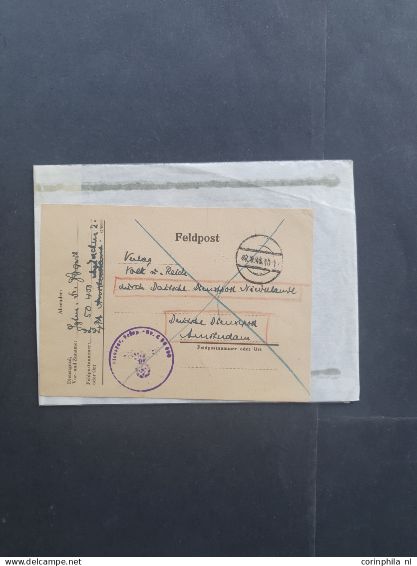 Cover 1940-1945 Deutsche Dienstpost Niederlande (DDPN) poststukken (ca 400 ex.) meest ongefrankeerd en meest geadresseer