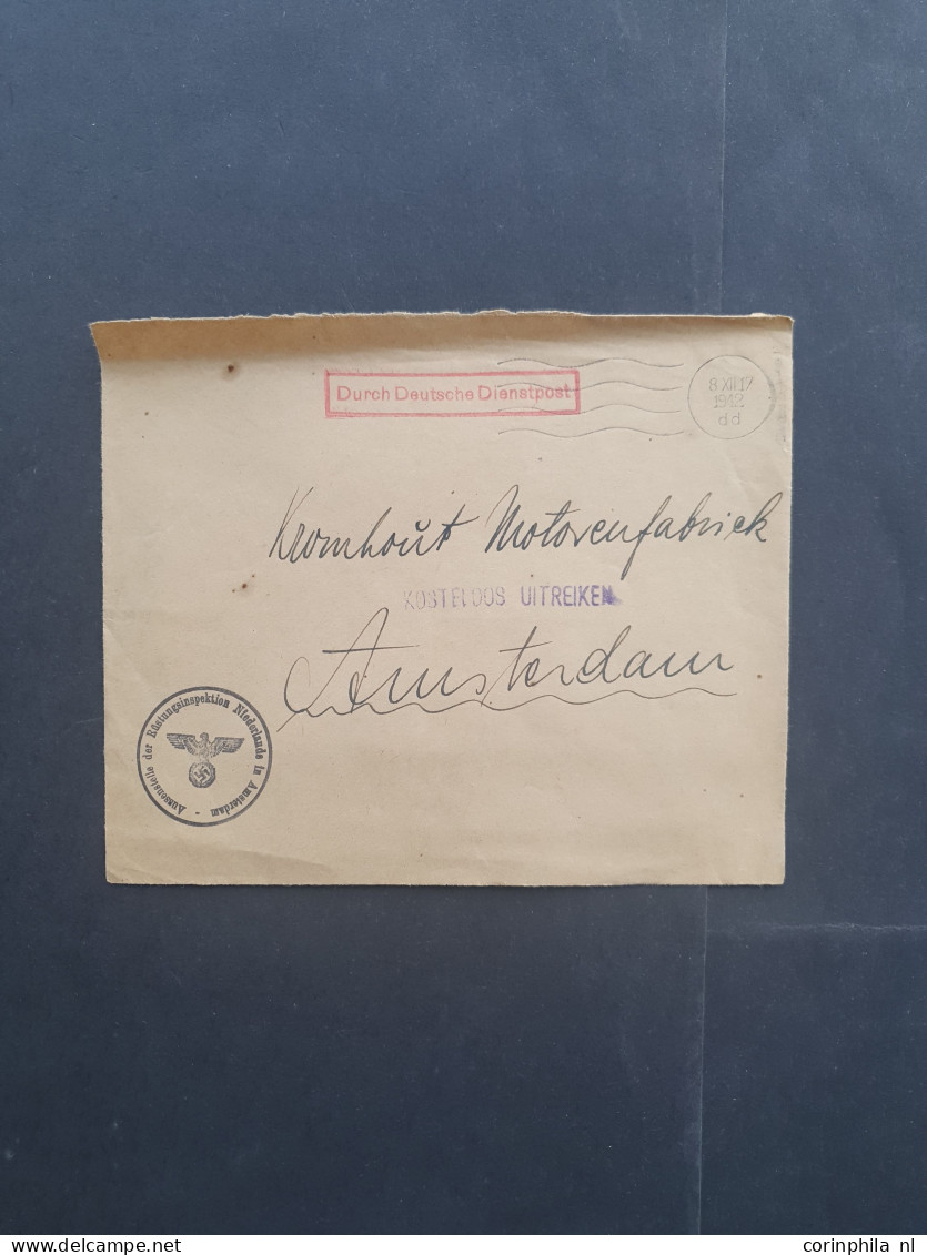 Cover 1940-1945 Deutsche Dienstpost Niederlande (DDPN) poststukken (ca 400 ex.) meest ongefrankeerd en meest geadresseer