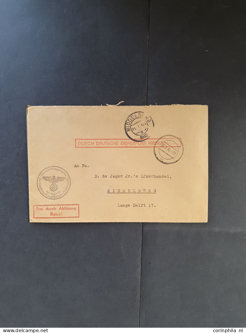 Cover 1940-1945 Deutsche Dienstpost Niederlande (DDPN) poststukken (ca. 550 ex.) alle ongefrankeerd en meest geadresseer