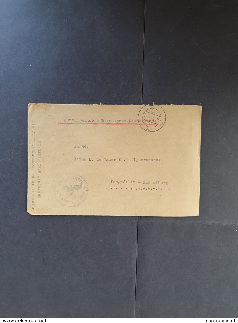 Cover 1940-1945 Deutsche Dienstpost Niederlande (DDPN) poststukken (ca. 550 ex.) alle ongefrankeerd en meest geadresseer