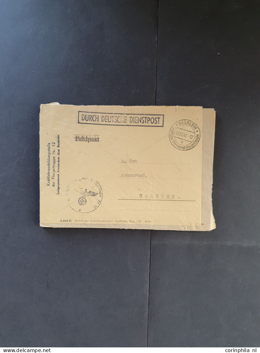 Cover 1940-1945 Deutsche Dienstpost Niederlande (DDPN) poststukken (ca. 550 ex.) alle ongefrankeerd en meest geadresseer