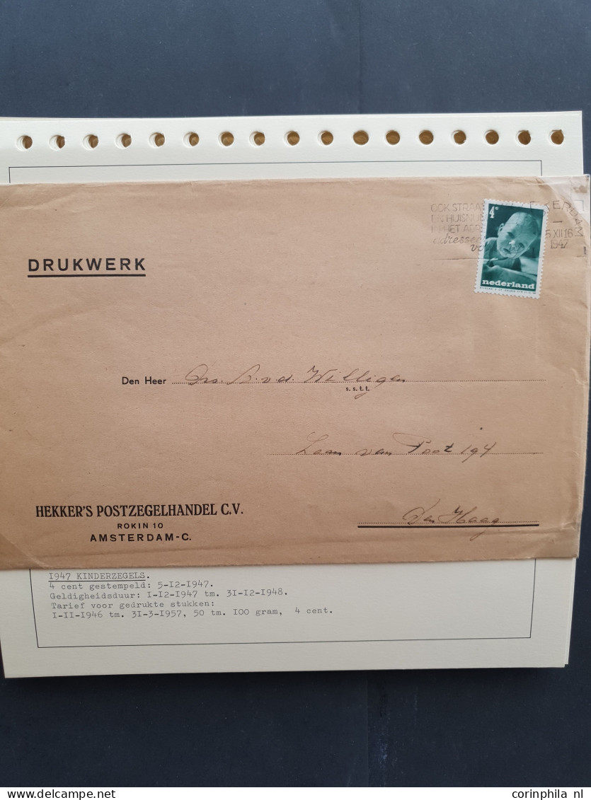 Cover 1945-1948 uitgebreide collectie enkelfrankeringen (ca. 100 stuks) w.b. gedrukte stukken, luchtrecht, militair tari