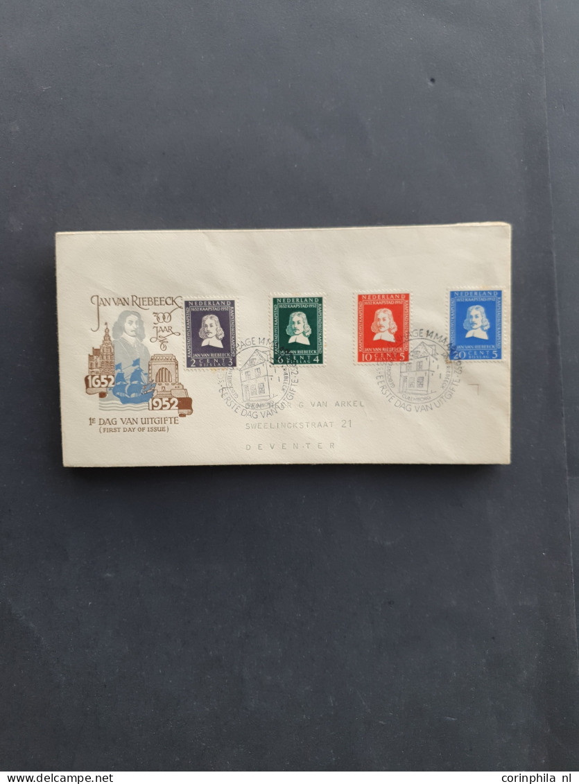 Cover 1950-1960, betere fdc's engros vanaf E3 w.b. veel naar het buitenland verzonden in schoenendoos