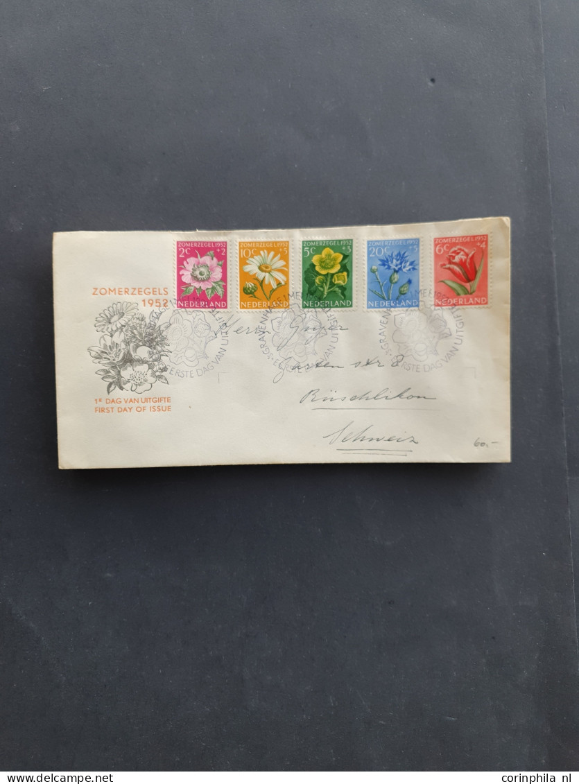 Cover 1950-1960, betere fdc's engros vanaf E3 w.b. veel naar het buitenland verzonden in schoenendoos