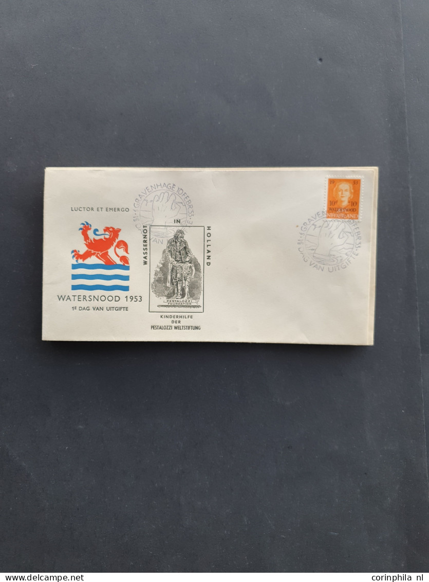 Cover 1950-1960, betere fdc's engros vanaf E3 w.b. veel naar het buitenland verzonden in schoenendoos