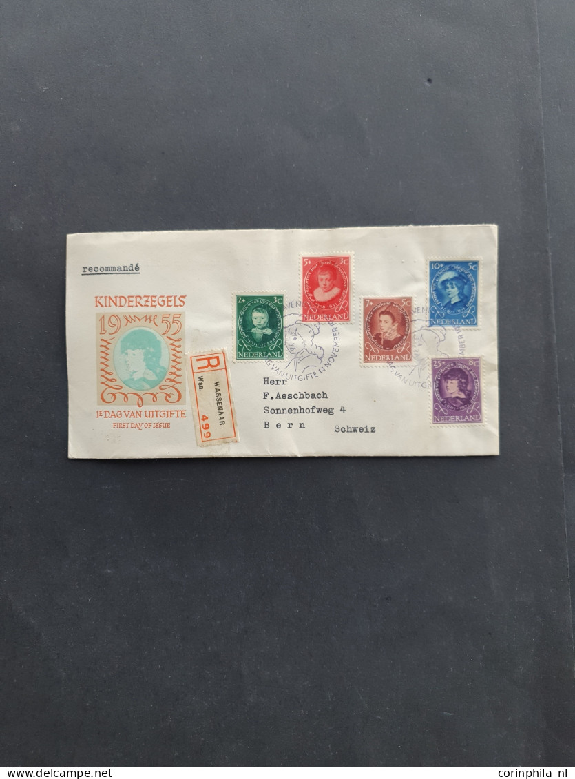 Cover 1950-1960, betere fdc's engros vanaf E3 w.b. veel naar het buitenland verzonden in schoenendoos