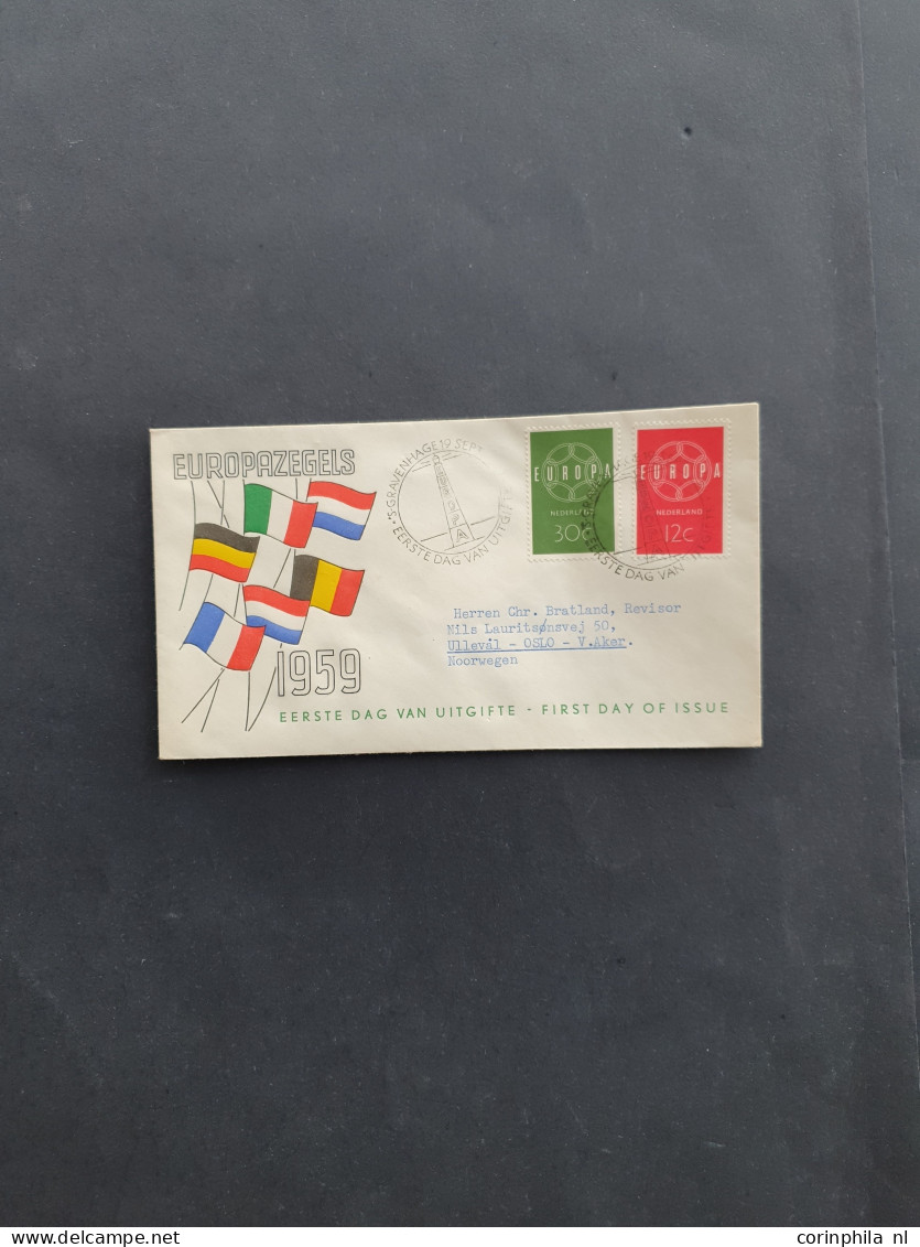 Cover 1950-1960, betere fdc's engros vanaf E3 w.b. veel naar het buitenland verzonden in schoenendoos