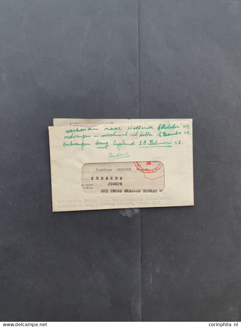 Cover 1937-1948, 10 poststukken w.b. 2 stukken ontwaard door rood Maritime Mail, Verbinding verbroken retour afzender op