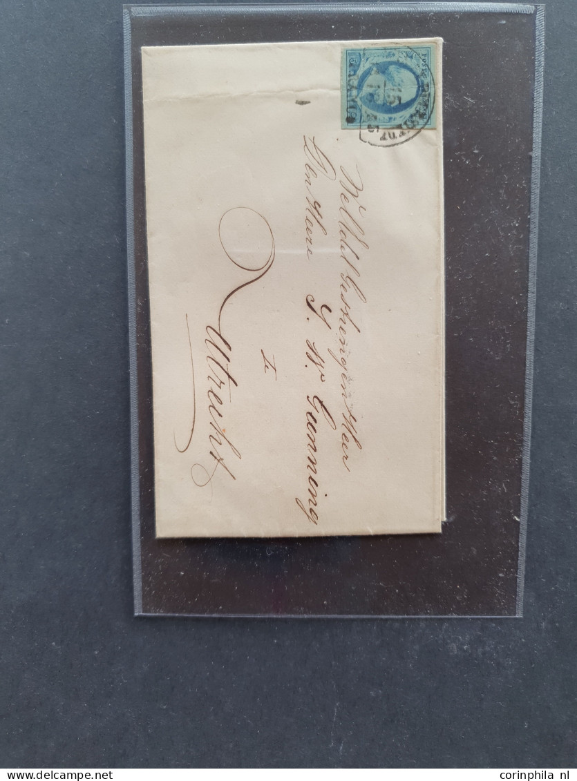 Cover 1852-1864, emissie 1852, 5 poststukken w.b. 1 ex. met Dokkum A op de 15 cent uit het Thorbecke archief.