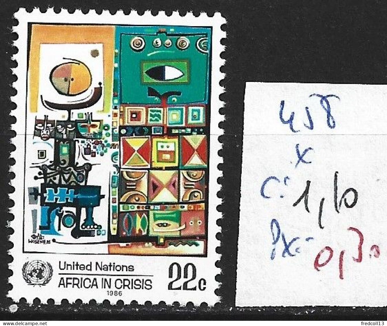 NATIONS UNIES OFFICE DE NEW-YORK 458 * Côte 1.10 € - Unused Stamps