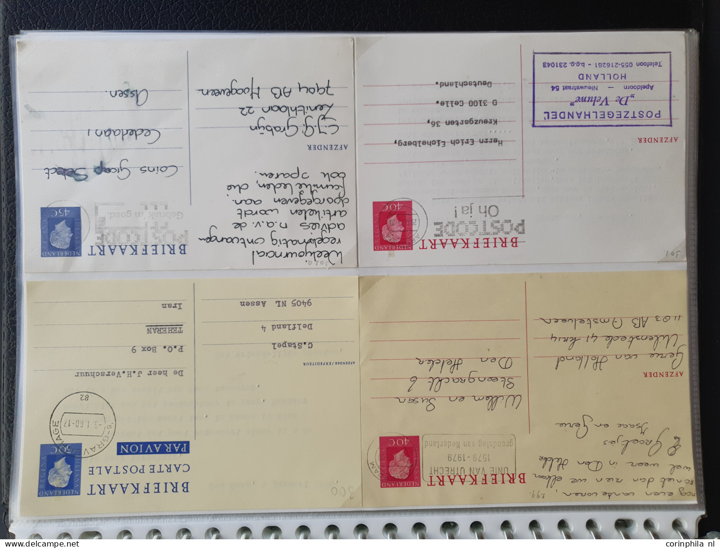 Cover 1871-2000ca. collecties postwaardestukken (ruim 600 ex.) gebruikt en ongebruikt w.b. briefkaarten, postbladen, tev