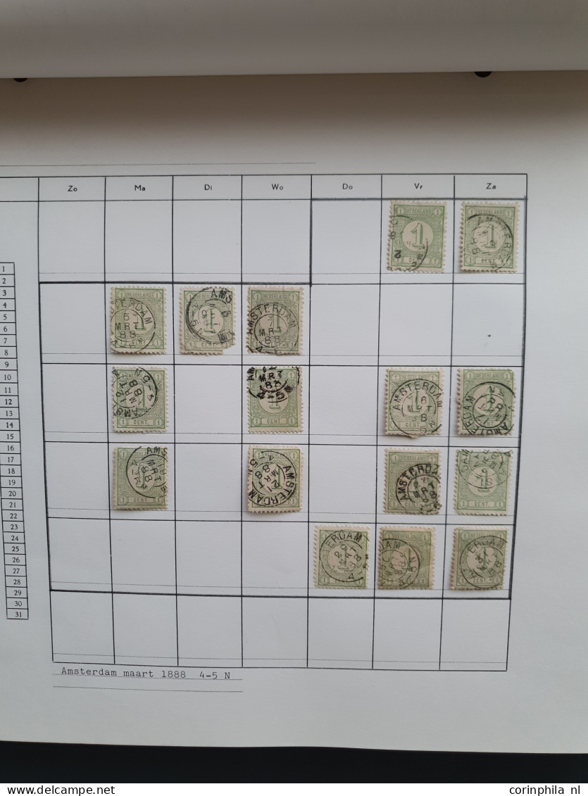 1876-1899, Emissie Cijfer 1876, Datum Verzameling Op De ½ En 1 Cent Van De Plaatsen Amsterdam En 's Hertogenbosch In 6 I - Colecciones Completas