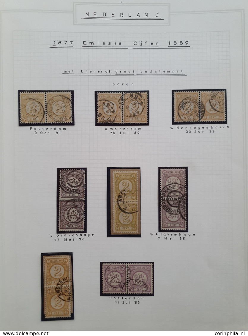 1876-1899, emissie cijfer 1876, gespecialiseerde gestempelde verzameling met plaatfouten, tandingen, grotere eenheden et