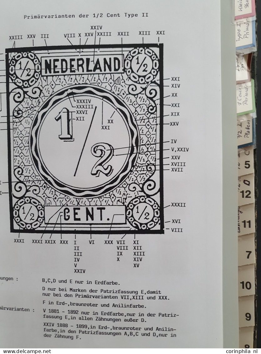 1876-1899, emissie cijfer 1876, gespecialiseerde gestempelde verzameling met plaatfouten, tandingen, grotere eenheden et