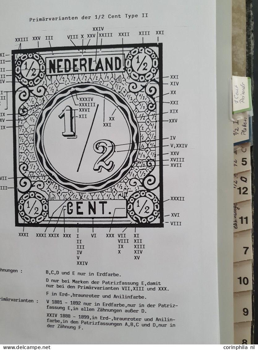 1876-1899, emissie cijfer 1876, gespecialiseerde gestempelde verzameling met plaatfouten, tandingen, grotere eenheden et