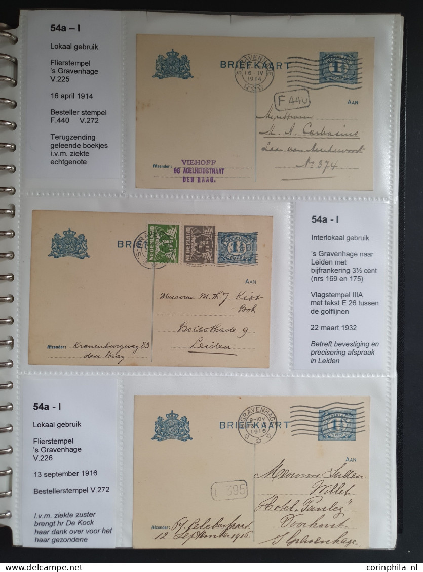 Cover 1908-1925ca. postwaardestukken, briefkaarten (ca. 140 ex.) alle 1½ cent Vürtheim ultramarijn (G78) met opdrukken, 