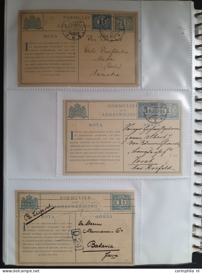 Cover 1908-1925ca. postwaardestukken, briefkaarten (ca. 140 ex.) alle 1½ cent Vürtheim ultramarijn (G78) met opdrukken, 