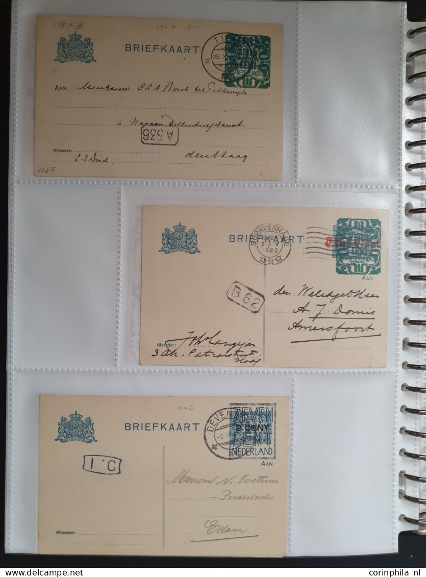 Cover 1908-1925ca. postwaardestukken, briefkaarten (ca. 140 ex.) alle 1½ cent Vürtheim ultramarijn (G78) met opdrukken, 