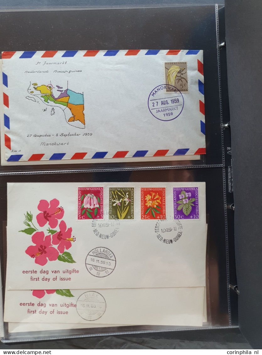 Cover 1941-1961 collectie fdc's met beter materiaal w.b. Nederland Inhuldigingszegels Koningin Juliana 10 en 20 cent op 