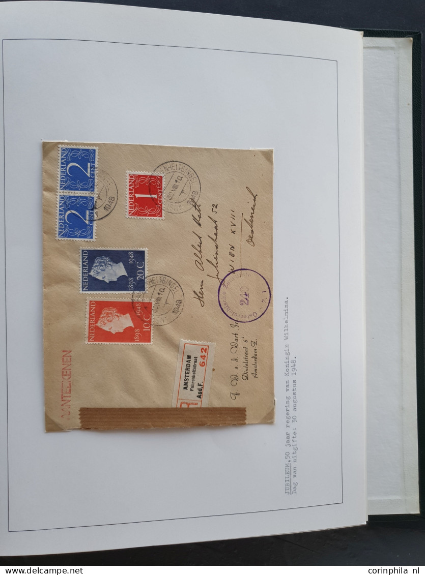 Cover 1948-1949 collectie fdc's met veel betere ex. (veel verschillende uitgevers), vroegst bekende data emissie En Face