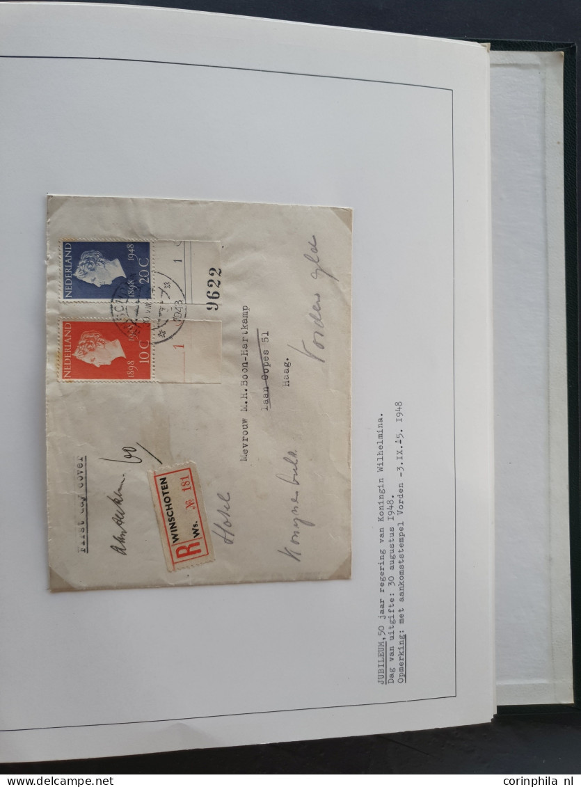 Cover 1948-1949 collectie fdc's met veel betere ex. (veel verschillende uitgevers), vroegst bekende data emissie En Face