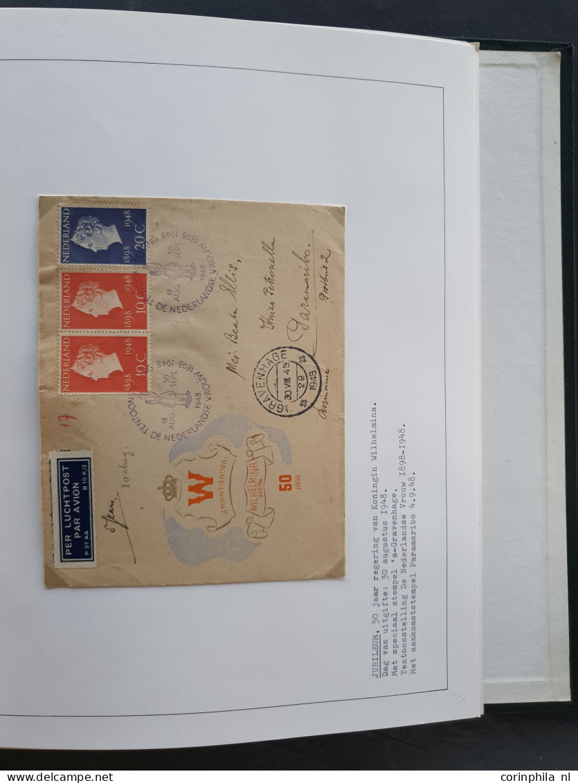 Cover 1948-1949 collectie fdc's met veel betere ex. (veel verschillende uitgevers), vroegst bekende data emissie En Face