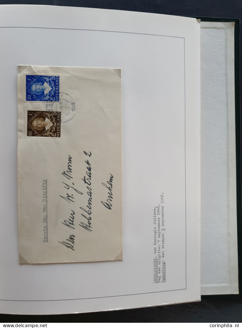 Cover 1948-1949 collectie fdc's met veel betere ex. (veel verschillende uitgevers), vroegst bekende data emissie En Face