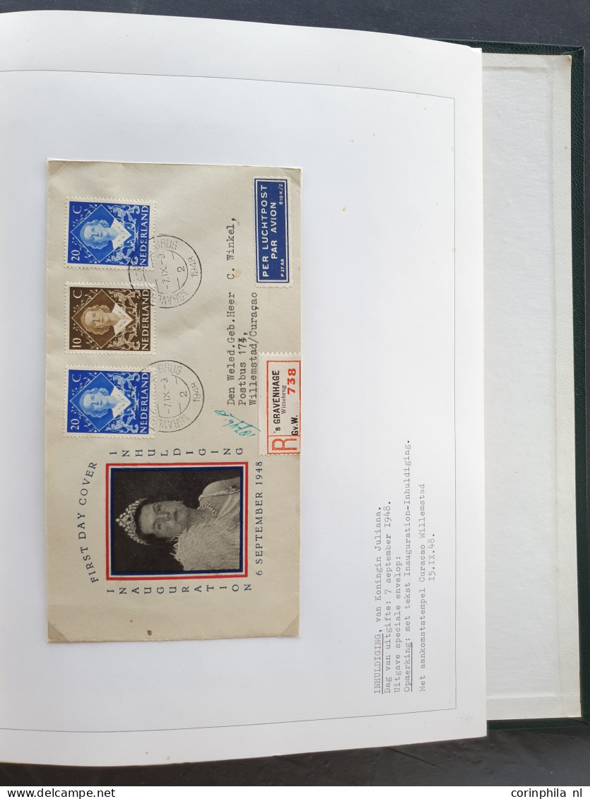 Cover 1948-1949 collectie fdc's met veel betere ex. (veel verschillende uitgevers), vroegst bekende data emissie En Face