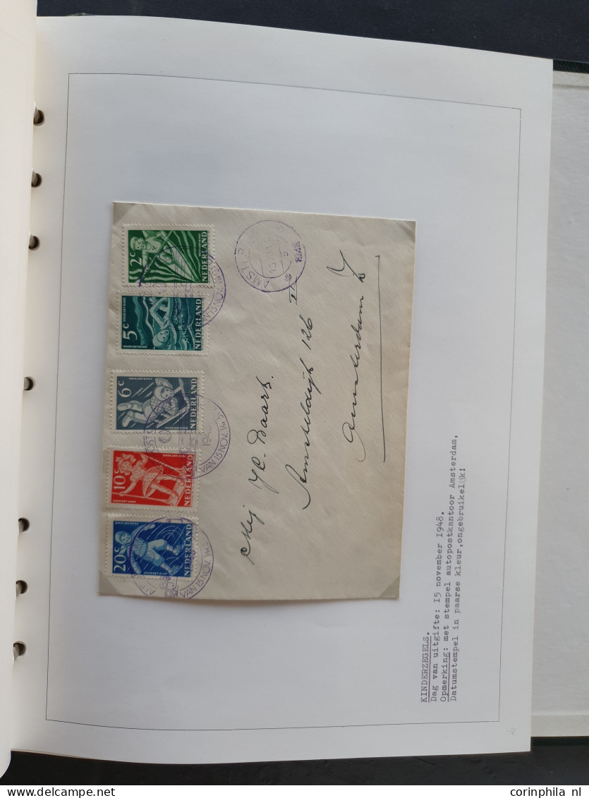 Cover 1948-1949 collectie fdc's met veel betere ex. (veel verschillende uitgevers), vroegst bekende data emissie En Face