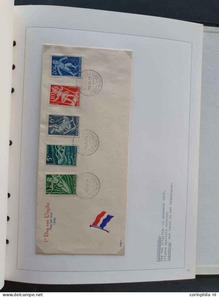 Cover 1948-1949 collectie fdc's met veel betere ex. (veel verschillende uitgevers), vroegst bekende data emissie En Face