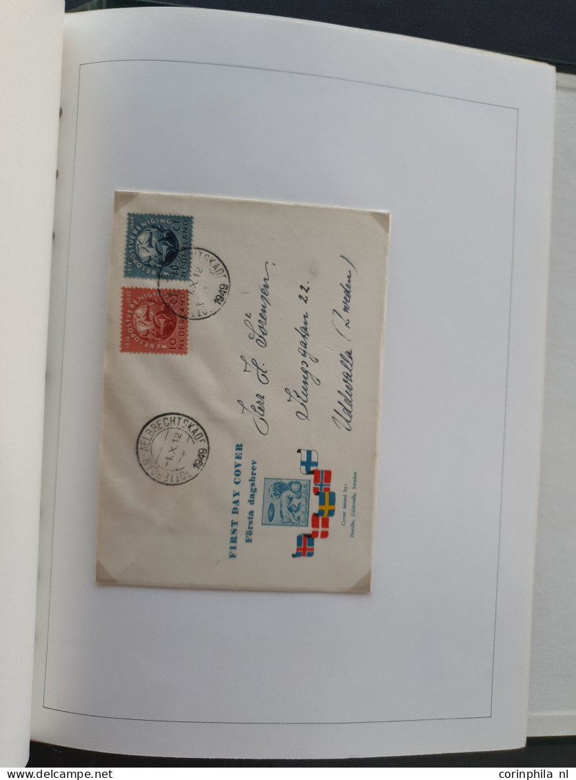 Cover 1948-1949 collectie fdc's met veel betere ex. (veel verschillende uitgevers), vroegst bekende data emissie En Face